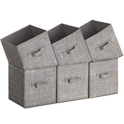 SONGMICS Storage Cubes, 11-Inch Non-Woven Fabric Bins with Double Handles, Set of 6, Closet