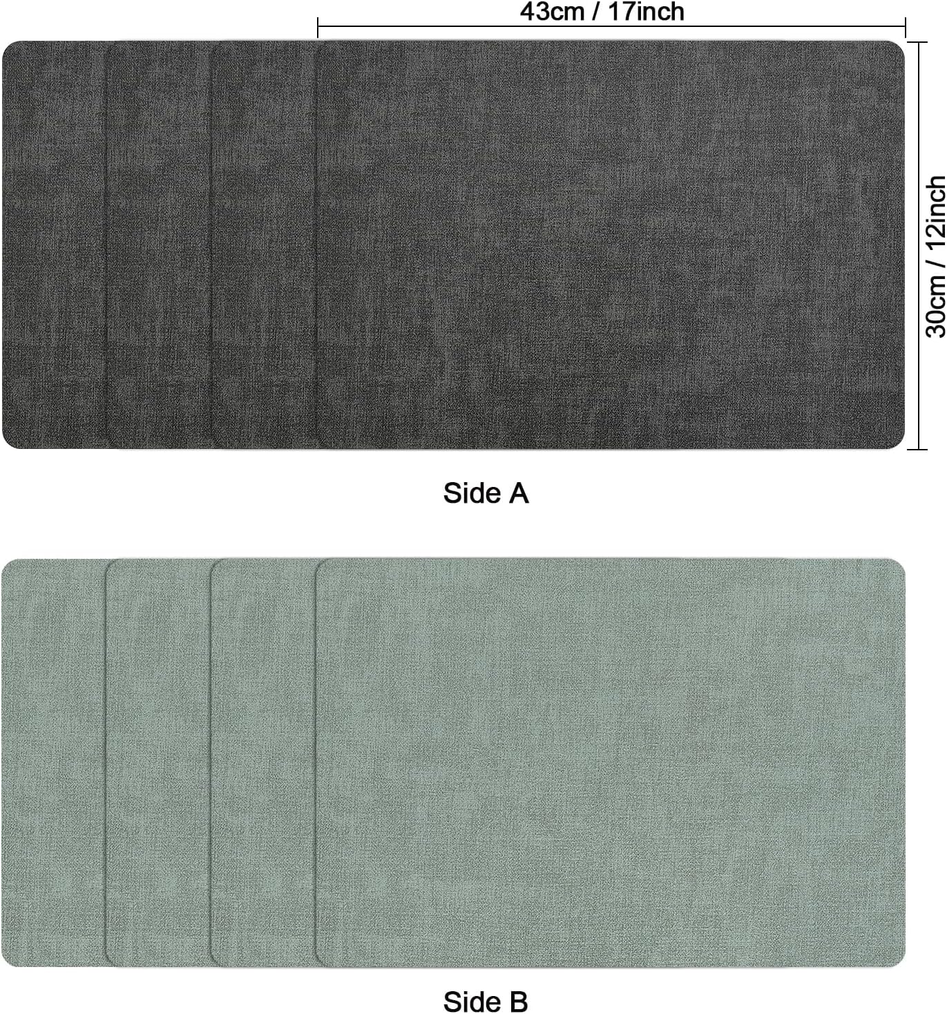 Myir JUN Placemats Dual Sided, Faux Leather Place Mats Set of 6 Indoor for Dining Table Non-Slip Washable Wipeable Heat Resistant Outdoor Table Mats (Gray Sage Green, Set of 6)