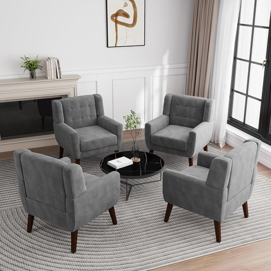 UIXE Accent Chair, Velvet Upholstered Armchair for Living Room, Modern Club Arm Chairs Comfy Single