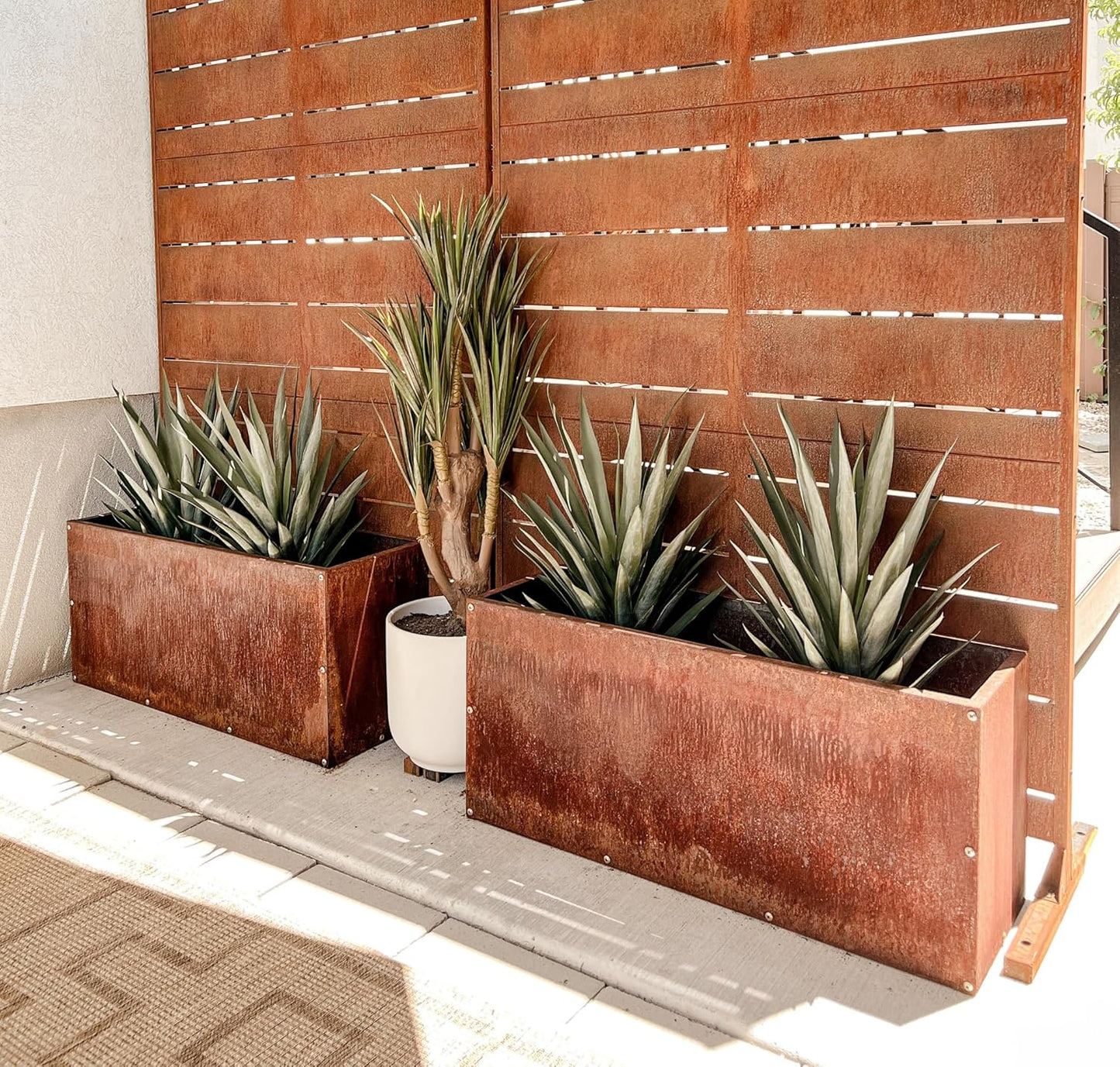 DIY CARTEL Corten Steel Rectangular Outdoor Planter Box, Rustic & Modern Farmhouse Design, Large Raised Metal Garden Bed for Commercial & Residential Use (36in x 16in x 16in)
