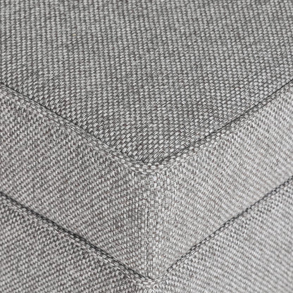 Adeco 17" Square Ottoman with Storage, Small Blue Storage Ottoman Foot Rest with Hinged Lid & Solid Wood Legs, Linen Fabric Foot Stool for Living Room & Bedroom