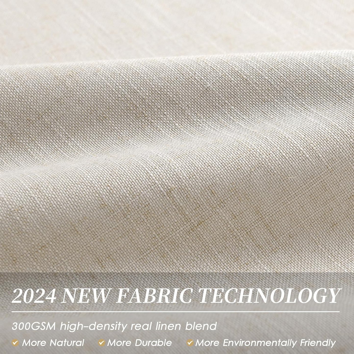 BOODII Greyish Beige 120 Inch Long Blackout Curtains for Living Room Linen Blend Back Tab Neutral Modern Room Darkening Curtains Thermal Insulated Black Out Curtain for High French Window Light Taupe