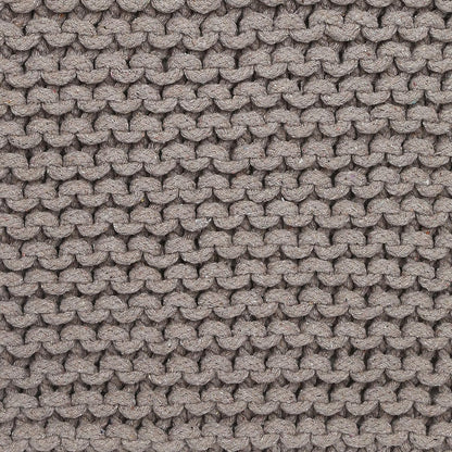 REDEARTH Cube Hand Knitted Pouf - Foot Stool Ottoman - Cord Boho Pouffe - Poof Accent Stuffed Table or Footrest for Living Room - Nursery - Bedroom - Patio - 100% Cotton (16" x 16" x 16") - Taupe