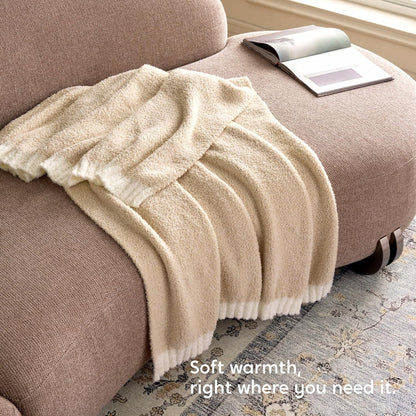 Joiedomi Throw Blanket for Couch Bed, Light Camel Knitted Blankets Gifts for Women Mom Girls, Cozy Cute Soft Throw Home Room Decor Aesthetic for Women Mothers Birthday Gifts 50x70 Inches