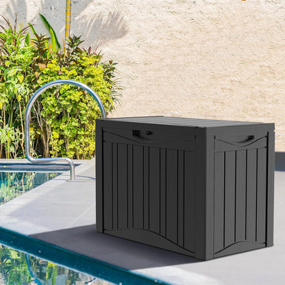 50 Gallon Outdoor Storage Box Waterproof Lockable Resin Deck Box Large, Patio Storage Bin for Pool Accessories Cushion Furniture, Garden Tools, UV-Resistant Outside Delivery Black