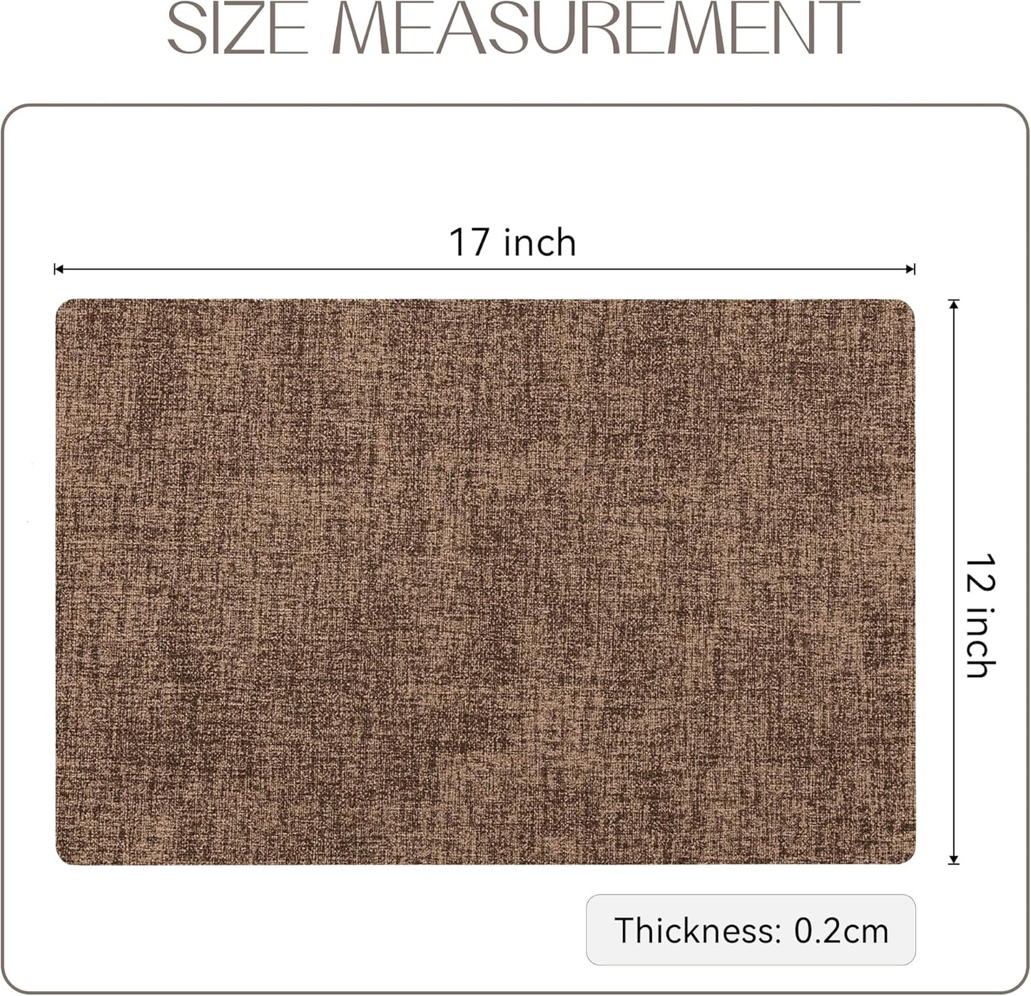 Romanstile Vinyl Placemats Set of 12-12 X 18 Inch - Heat Resistant Place Mats 100% Waterproof Oilproof Wipeable Reversible Faux Leather Table Mats for Kitchen/Dining/Party/Outdoor, Brown