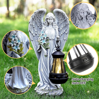 Solar Angel Outdoor Garden Decor Statues – 13.2 inches Solar Outdoor Sculptures for Outside Yard Art Patio Balcony Front Lawn Ornaments Gifts for Mom Grandma Women