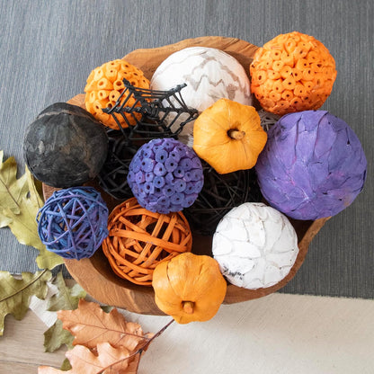 ANDALUCA Large Decorative Halloween Fall Vase Filler Bag with Orbs, Balls (Purple Orange)