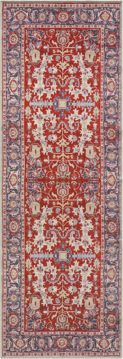 Keen Home Design 2x12 Rug - Machine Washable Runner Rug with Non-Slip Backing, Ideal for Hallway, Entryway, Kitchen, Laundry Room - Vintage, Easy Clean, Durable, Low Pile - (2'6" x 12')