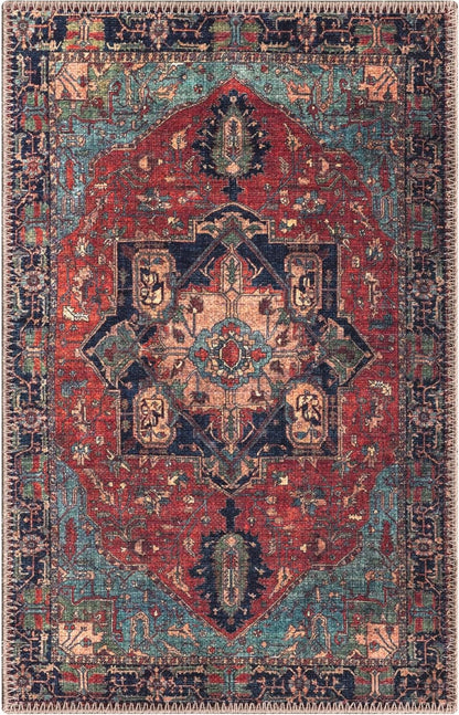 Keen Home Design 2x3 Rug - Machine Washable Entry Rug with Non-Slip Backing, Ideal for Enteryway, Kitchen, Bathroom, Laundry Room - Vintage, Easy Clean, Durable, Low Pile Rug - (2' x 3')