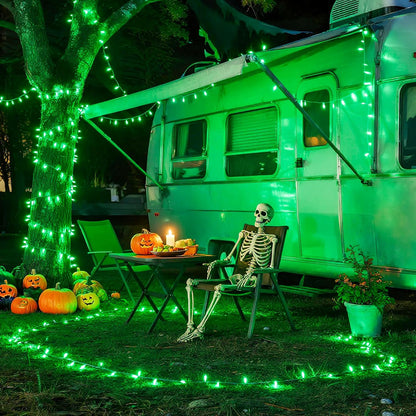 JMEXSUSS Connectable 100 LED Green Halloween Lights, 8 Modes Plug-in Green Christmas Lights Indoor, 33ft Clear Wire Twinkle String Light Outdoor for Halloween Christmas Tree Xmas Decor