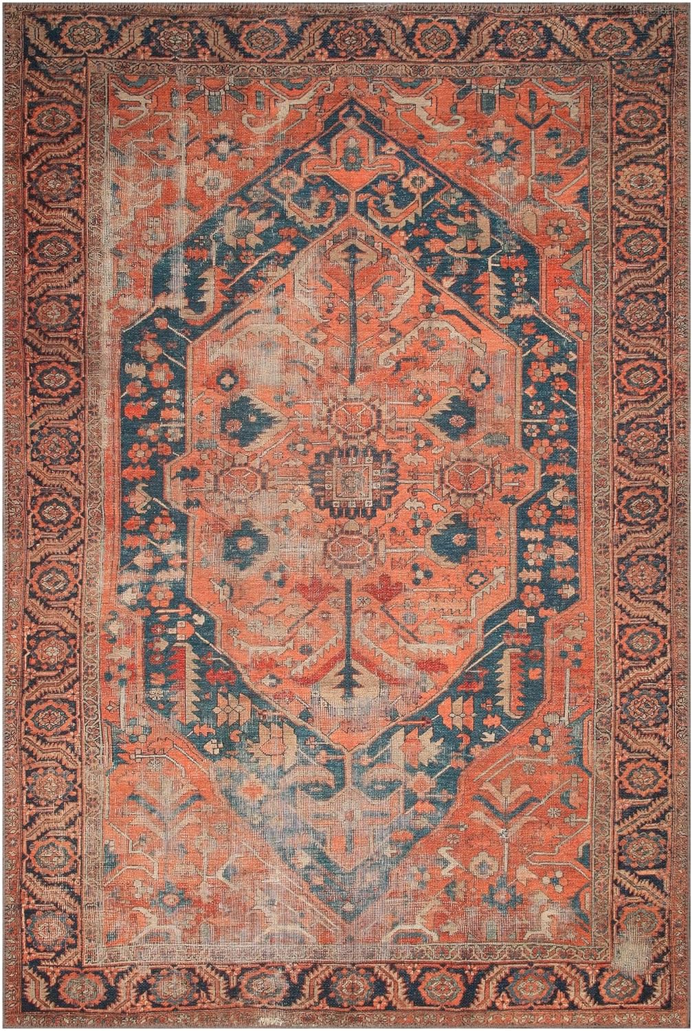 Keen Home Design 9x12 Rug - Machine Washable Area Rug with Non-Slip Backing, Ideal for Living Room, Dining Room, Bedroom - Vintage, Easy Clean, Durable, Low Pile Rug - (9' x 12')