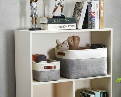 DECOMOMO Storage Bins Fabric Storage Baskets for Shelves, Linen Closet Organization Toys Nursery (Grey and White, Large - 1 Pack)