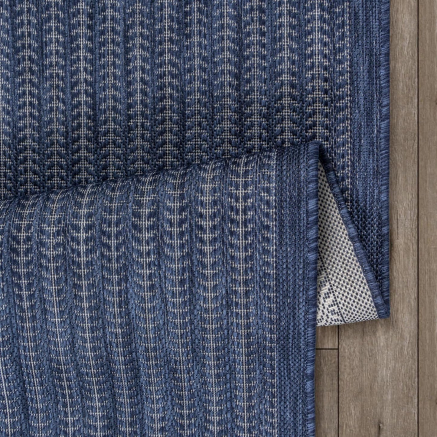 Adiva Rugs Outdoor Indoor Area Rug, Weather Resistant, Easy to Clean, Stain Resistant Floor Mat for Dining Room, Backyard, Deck, Patio (Navy Weiss, 6' x 9')