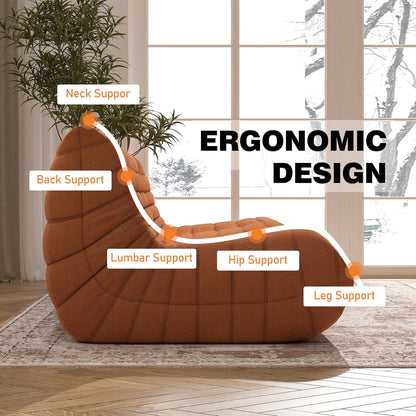 Bean Bag Chair, Oversized Fireside Chair Bean Bag Sofa Large Bean Bag Chair for Adults, 3 Seater Bean Bag Chairs for Teens with High Density Comfortable Foam, Bean Bag for Living Room, Bedroom(Orange)