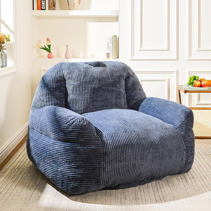 Bean Bag Chair, Faux Fur Bean Bag Chair for Adults, Fluffy and Comfy Bean Bags with Filler, Bean Bag Sofa Chair for Reading, Gaming, Stuffed High-Density Foam, Grey