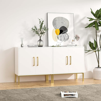 LYNSOM TV Stand for 55 Inch TV, Wood Entertainment Center with Storage Cabinet, TV Cabinet Black, Long Console Table for Living Room, Bedroom