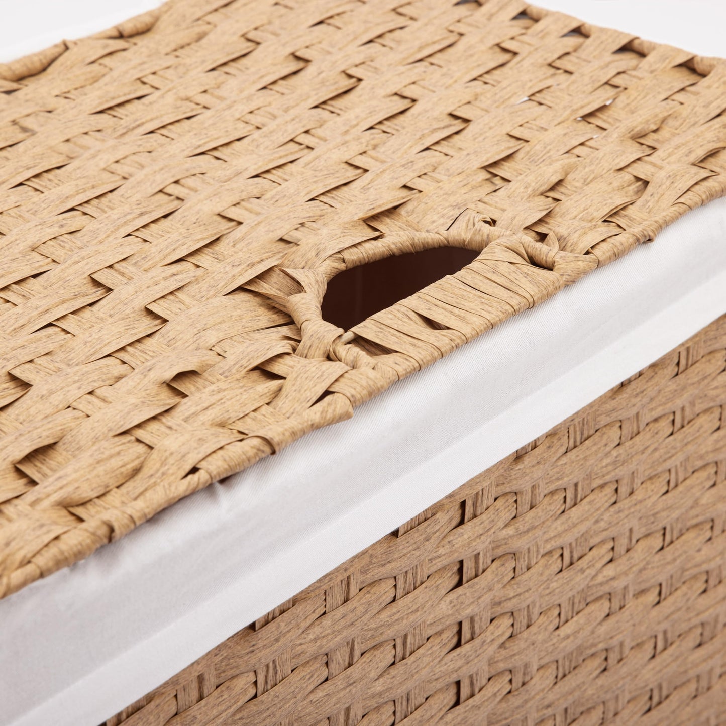Seville Classics Premium Handwoven Portable Laundry Bin Basket with Carrying Handles, Household