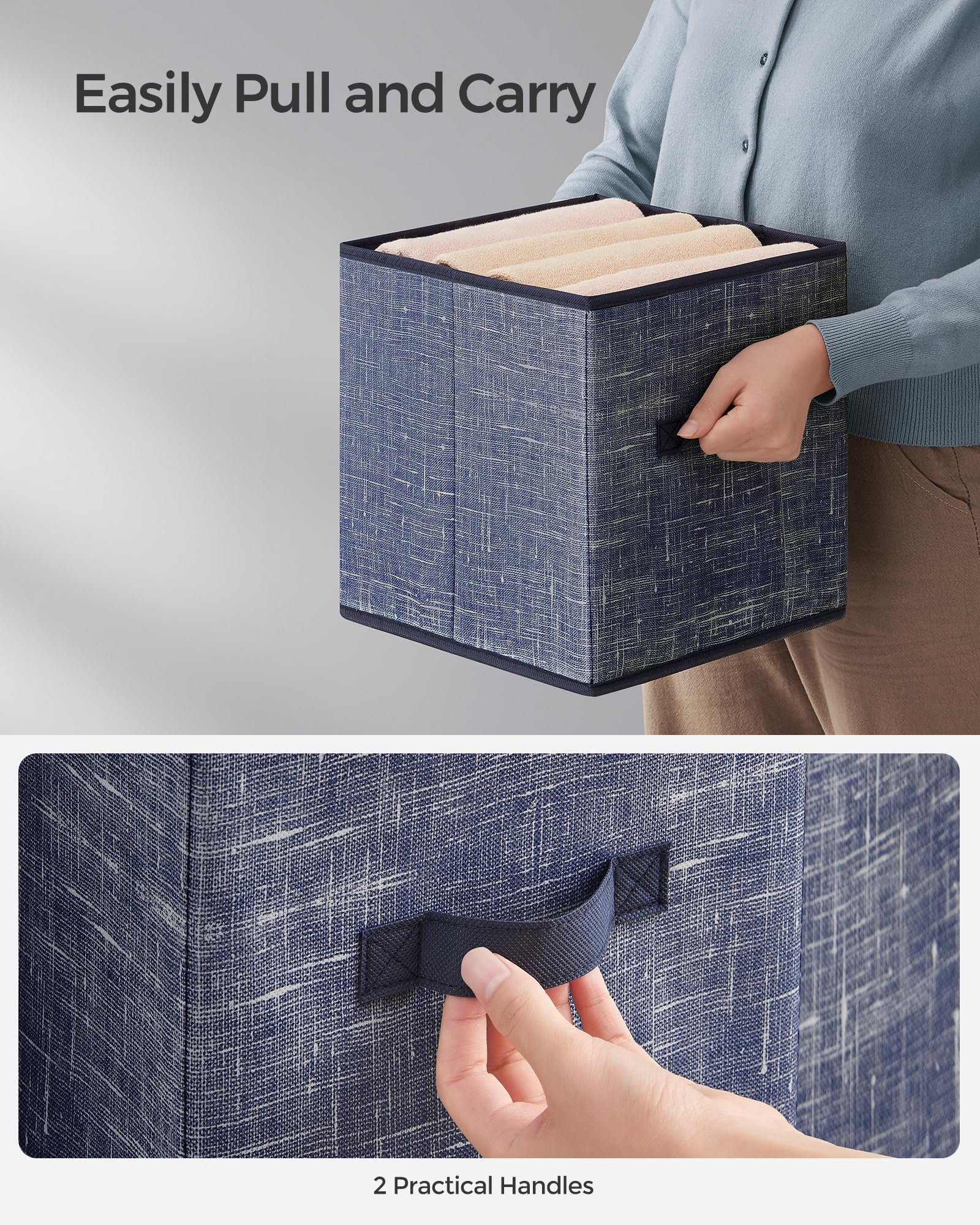 SONGMICS Storage Cubes, Set of 8, 11-Inch Foldable Closet Organizers