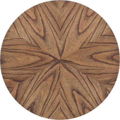 Martin Svensson Home Round Wood Nutmeg Brown Living Room End Side Accent Table Nightstand with Storage Shelf