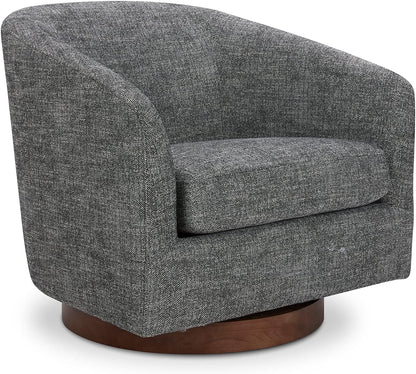 CHITA Swivel Accent Chair, FSC Certified Upholstered Fabric Barrel Chair for Living Room, Fully Assembled, Dark Grey