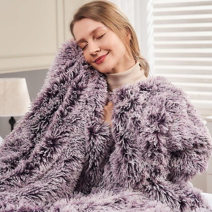 GONAAP Fuzzy Faux Fur Throw Blanket Frosty Purple Super Soft Cozy Plush Fuzzy Shaggy Blanket for Couch Sofa Bed (Frosty Purple, Throw(50"x60"))