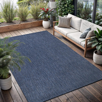 Washable Indoor Outdoor Rug 10x14 Weather Resistant Area Rugs Modern Solid for Porch Deck Balcony Backyard Patio Outside Carpet (10 X 14 Azure Blue)