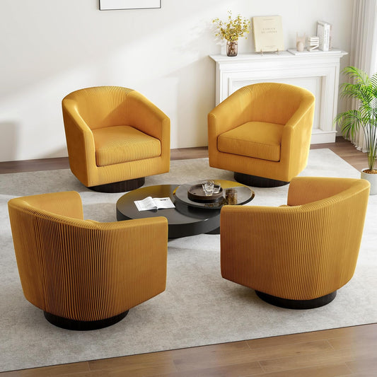 Swivel Barrel Accent Chair, Modern Round Corduroy Fabric Arm Chair for Living Room, Bedroom, Comfy