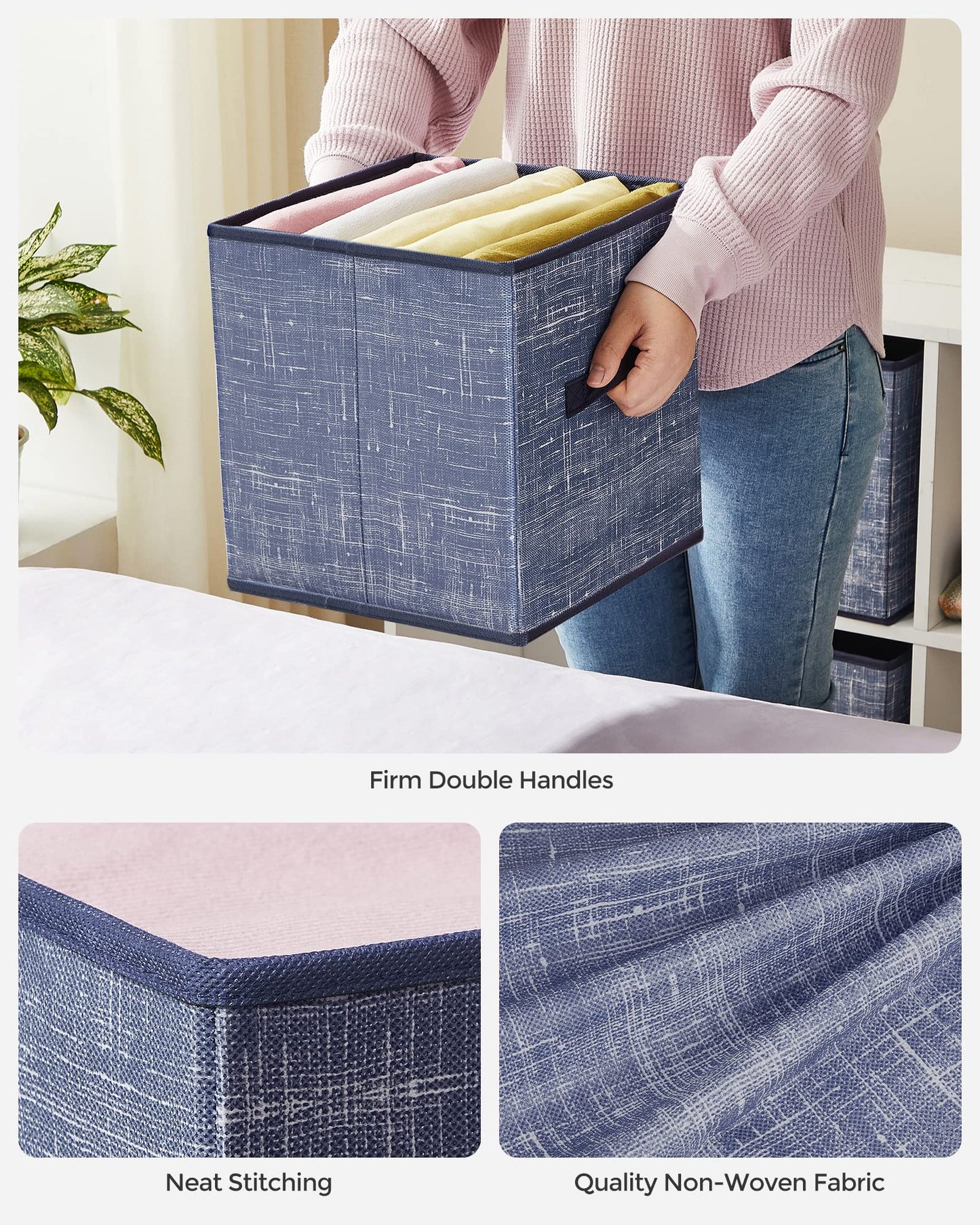 SONGMICS Storage Cubes, Set of 6, 11-Inch Foldable Closet Organizers