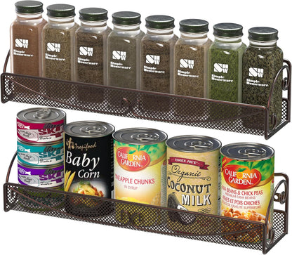 Deco Brothers Wall Mounted Single Tier Mesh Hanging Spice Rack, Set of 2, Bronze