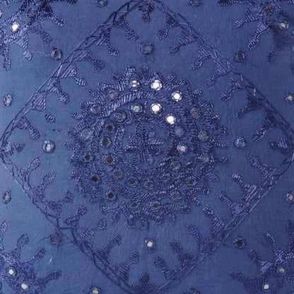 Eyes of India Embroidered Decorative Boho Throw Pillow Cover with Mirrors, Handmade Bohemian Accent Cushion Case for Sofa Couch Bedroom Living Room (Blue, 24" x 24")