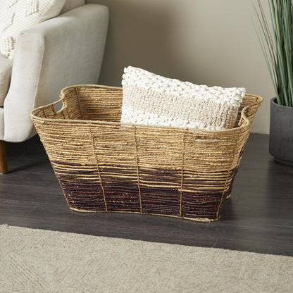 Deco 79 Seagrass Handmade Decorative and Functional Storage Basket Oversized Color Block Basket