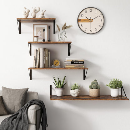 Fun Memories 40 Inch Floating Shelves, 10 Inch Deep Wall Shelf, 40 x 10 Floating Shelf Set of 2, Wood Floating Shelf Wall Mounted, Large Kitchen Living Room Bedroom Storage Shelves, Rustic Brown