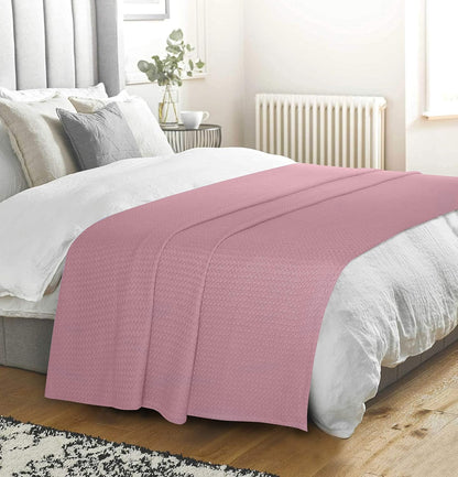 BELIZZI HOME 100% Cotton Bed Blanket, Breathable Bed Blanket Full Queen Size, Cotton Thermal Blankets Full Queen, Perfect for Layering Any Bed for All Season, Purple