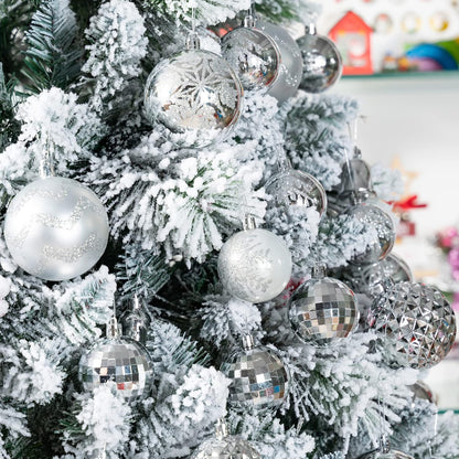 116Pcs Silver Christmas Ball Ornaments Set, Shatterproof Christmas Hanging Decoration Set with Gift Box, Assorted Decorative Baubles Set for Xmas Tree/Home/Wedding/Party/Holiday (Silver)