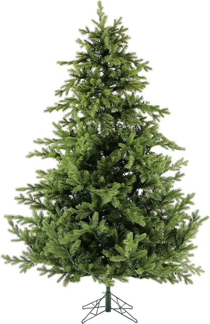 Fraser Hill Farm 7.5-Ft. Foxtail Pine Artificial Christmas Tree with Stand and No Lights, Unlit Foldable Fake Christmas Tree with Realistic Foliage for Home Decoration