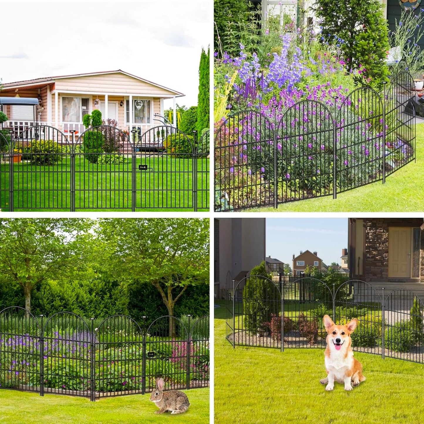 Tall Garden Fence with Gate 40 in(H)x17.5 Ft(L), 8 Panels Fence for Dogs Outside, No Dig Animal Barrier Garden Fencing,Rustproof Metal Wire Temporary Rabbit Dog Fences for Yard Patio Outdoor