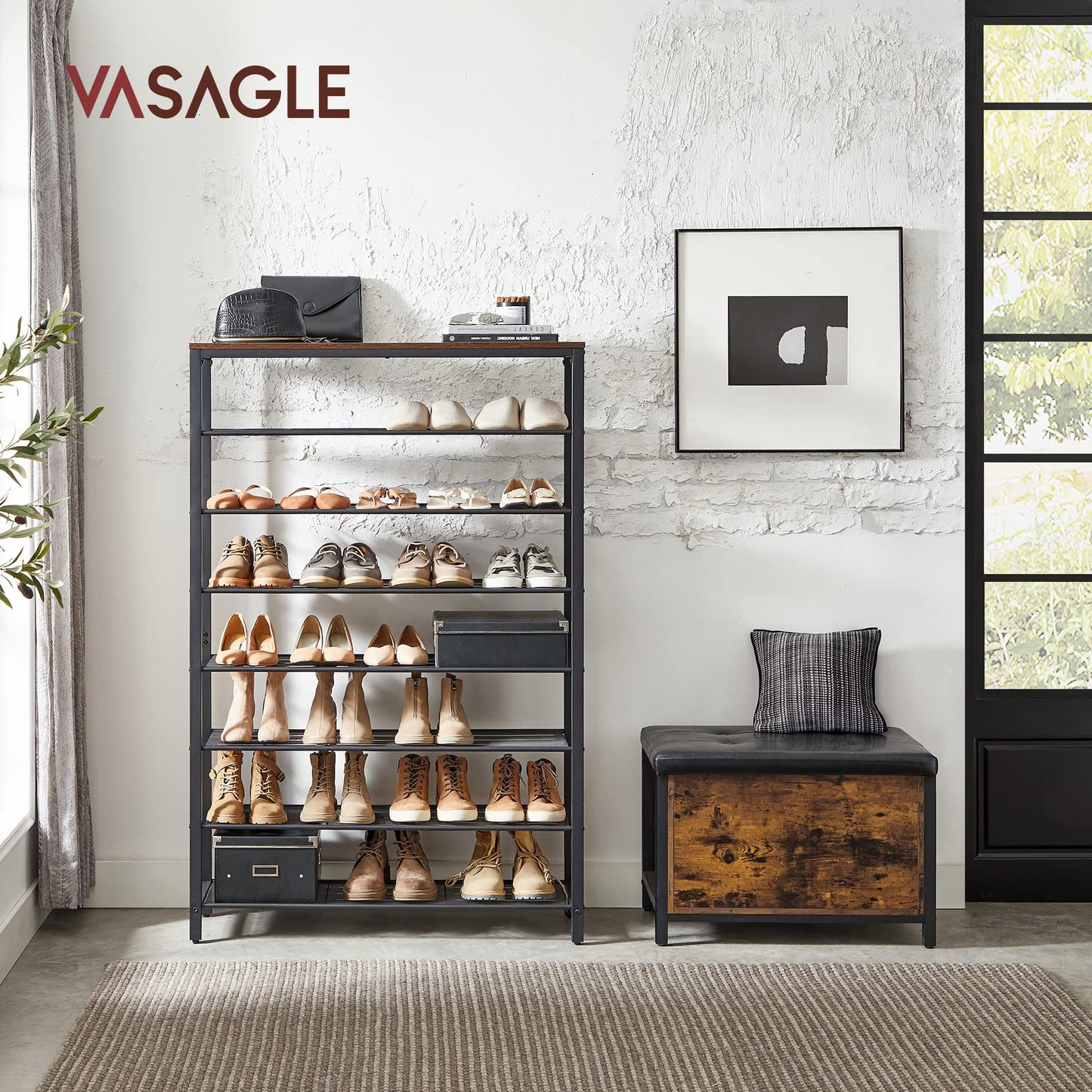 VASAGLE 8 Tier Shoe Rack, Shoe Organizer for Closet, Entryway, 32-40 Pairs of Shoes, Large Shoe