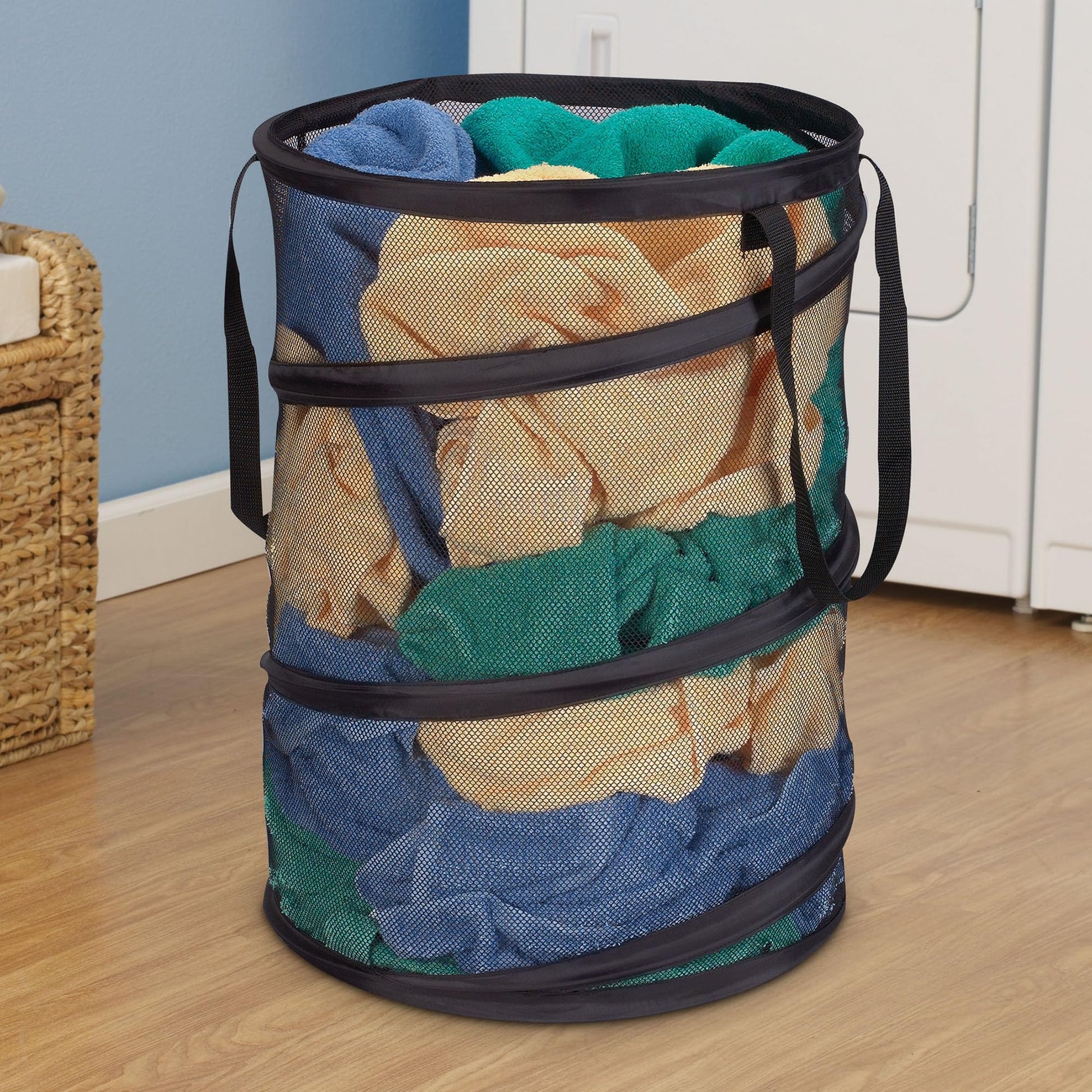 Household Essentials 2026 Pop-Up Collapsible Mesh Laundry Hamper | Black, 25" H