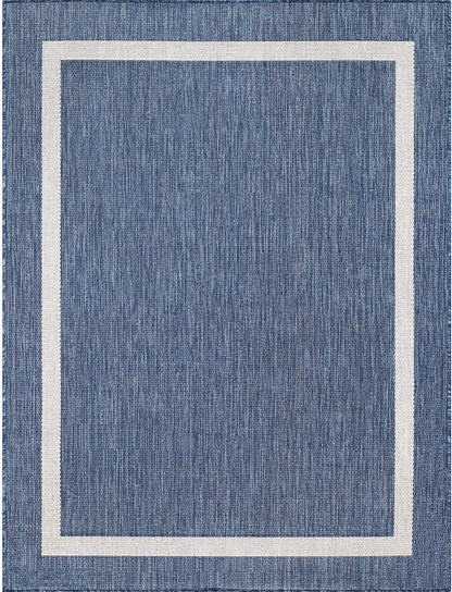 Bordered Outdoor Rug 9x12 Washable Outside Carpet for Indoor Patio Porch Waterproof Easy Cleaning Non Shedding Area Rugs Blue 9 x 12