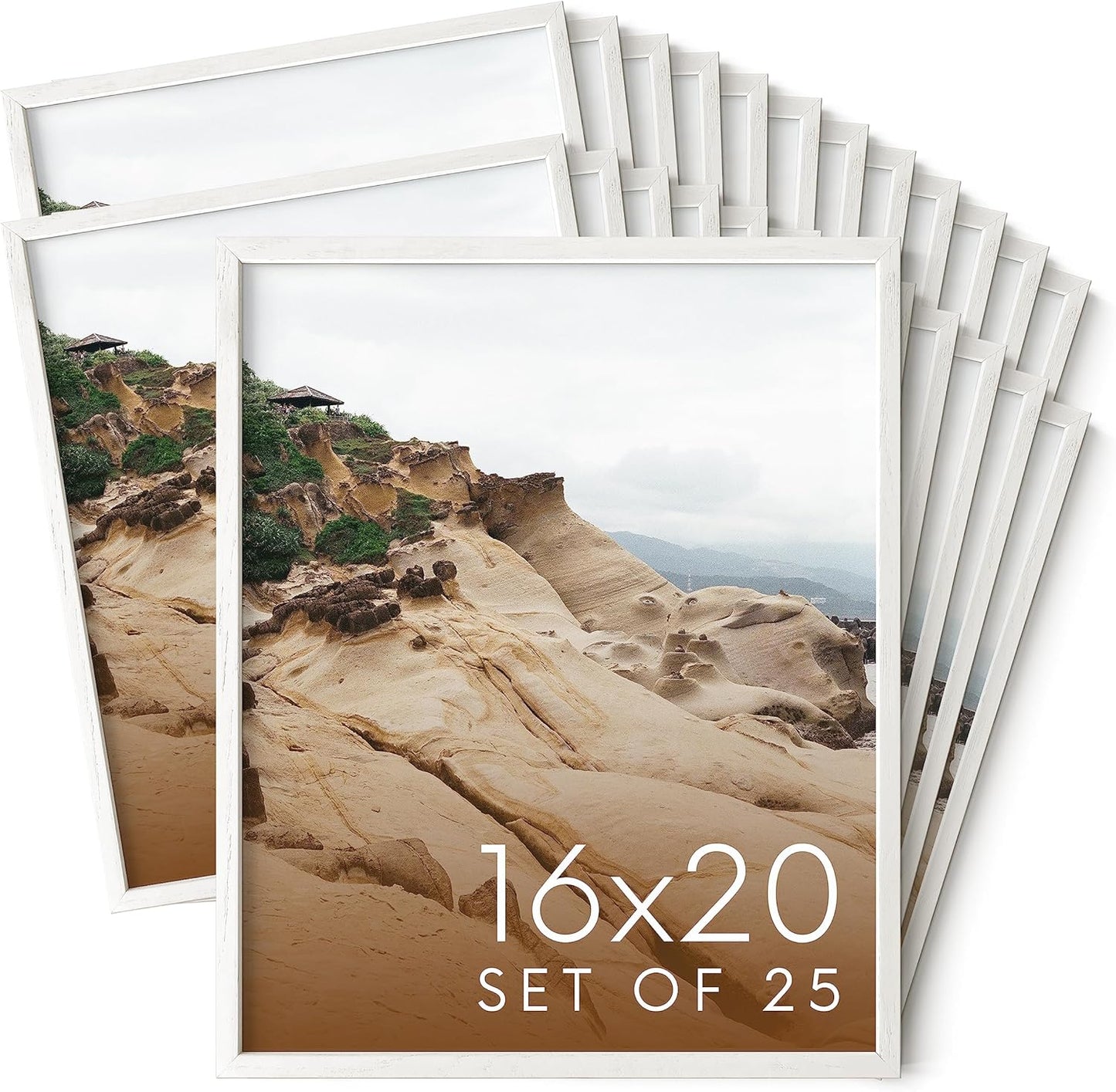 Haus and Hues 16x20 White Oak Wood Picture Frames Set of 25 - Premium Bulk Picture Frames 16x20 Bundle - Elegant Gallery Wall Frame Set for Posters, Art Display - Ideal for Wall Decor in Home & Office