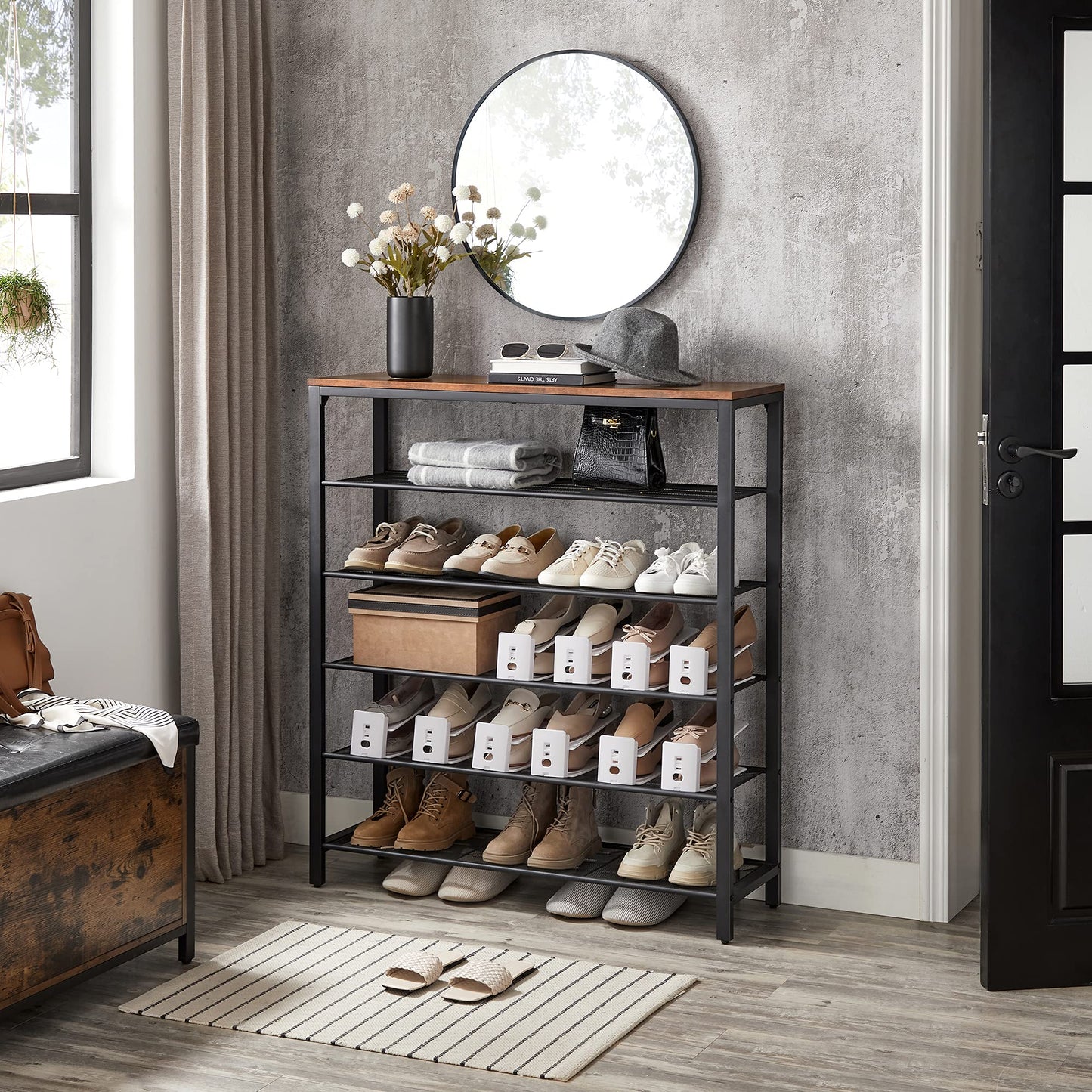 VASAGLE 6-Tier Shoe Rack, Shoe Organizer for Closet, Entryway, 24-30 Pairs of Shoes, Large Shoe