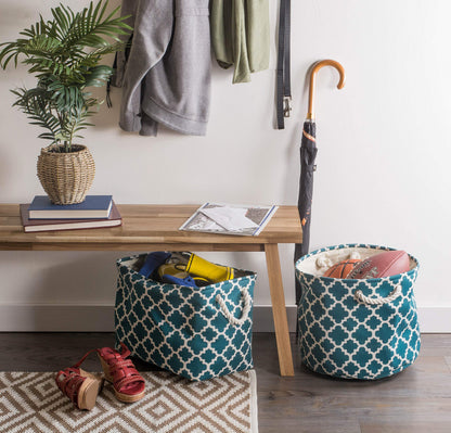 DII Polyester Container with Handles, Lattice Storage Bin, Small, Teal