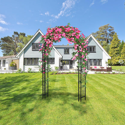 88in Steel Garden Arch Arbor Trellis for Climbing Plants Outdoor,Yard,Garden,Climbing Plants 7ft Decorative Wire Lattice,Outdoor Wedding Arch(Black)