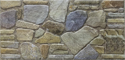 Dundee Deco 3D Wall Panels - Cladding Blue Grey Buff Stone Look Wall Paneling, Styrofoam Facing for Interior and Exterior Applications, DIY, Sample, Size 10 x 10 in.