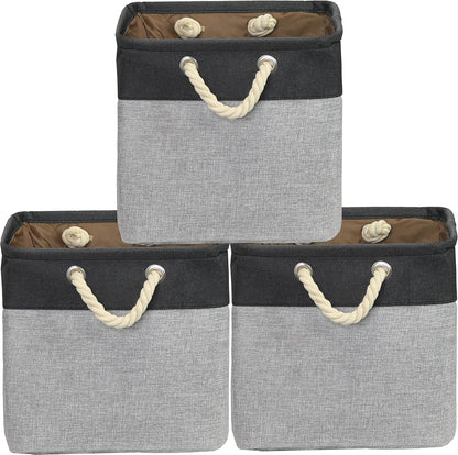 SIMPLE HOUSEWARE Fabric Storage Cubes, 13" x 13" Storage Bin, 3 Pack, Dark Gray