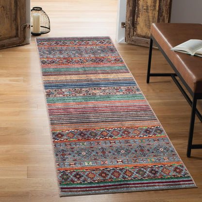 Keen Home Design 2x7 Rug - Machine Washable Runner Rug with Non-Slip Backing, Ideal for Hallway, Entryway, Kitchen, Laundry Room - Vintage, Easy Clean, Durable, Low Pile Rug - (2'6" x 7')