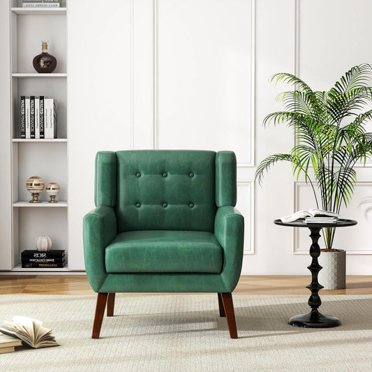 UIXE Faux Leather Accent Chair, Modern Arm Club Chair Upholstered Armchair for Living Room, Comfy