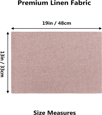 Home Brilliant Placemats Set of 8 Heat Resistant Dining Table Place Mats for Kitchen Table Party Dinner Decorations, 13 x 19 inches, Apricot Pink
