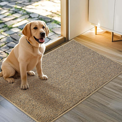 JSEI Dirt Trapper Door Mat 24"x36" Non-Slip Washable Entrance Mat, Dog Doormats, Absorbent & Fade-Resistant Floor Mats, Low Profile Welcome Mats for Entryway, Front Door, and Inside Entrance, Beige